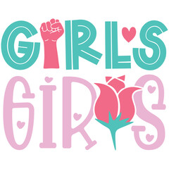 Girls - Boho Retro Style Happy Women's Day T-shirt And SVG Design. Mom Mother SVG Quotes T-shirt And SVG Design, Vector EPS Editable File, Can You Download This File.