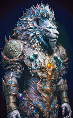 Surreal Portrait of a Warrior Lion. Lion King. Created with Generative AI Technology
