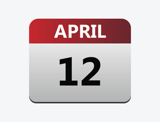 April 12th calendar icon vector. Concept of schedule. business and tasks.