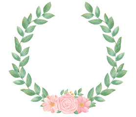 watercolour sweet floral wreath and banner flower bouquet painting