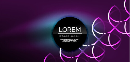 Fototapeta premium Neon lines and waves abstract background. Techno glowing neon shapes vector illustration for wallpaper, banner, background, landing page, wall art, invitation, prints, posters