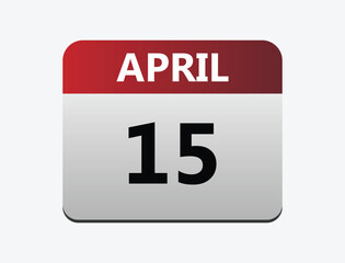 April 15th calendar icon vector. Concept of schedule. business and tasks.