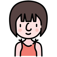 Obraz premium girl avatar black outline filled color icon