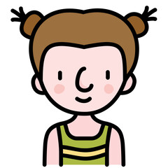 girl avatar black outline filled color icon