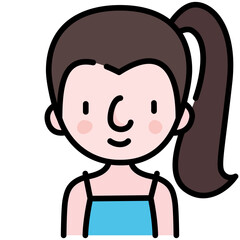 girl avatar black outline filled color icon