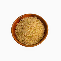 Brown rice on a white background