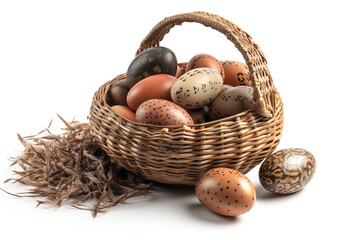 Obraz na płótnie Canvas Easter basket with eggs created with Generative AI