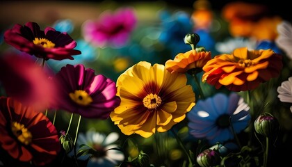Obraz na płótnie Canvas Beautiful Field of Flowers Garden Background, Made with Generative AI