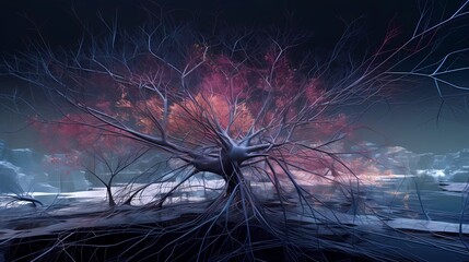 Surreal Neuron Background, Made with Generative AI