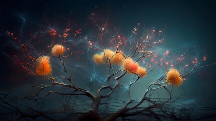 Surreal Neuron Background, Made with Generative AI