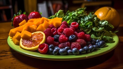 Healthy Lifestyle Plate Background, Made with Generative AI