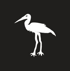 a white heron, stork wild bird vector  silhouette illustration
