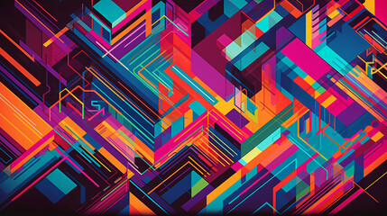 geometric shapes, overlapping and interlocking. digital art illustration. generative AI