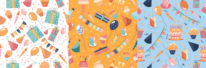 Set of Birthday patterns for design