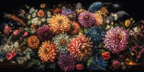 Naklejka na ściany i meble Beautiful Bouquet of Flowers Background, Made with Generative AI