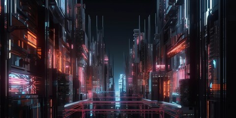 Cityscape Night Sky Background, Made with Generative AI
