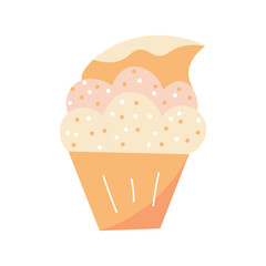 Delicious birthday cupcake on white background