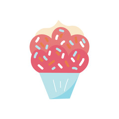 Delicious birthday cupcake on white background