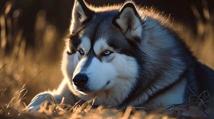Husky's Serene Contentment Moment Background, Made with Generative AI