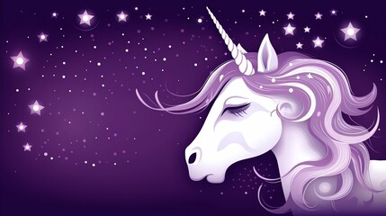 Obraz na płótnie Canvas Unicorn and Stars 2D Background, Made with Generative AI