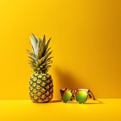 Pineapple and Sun 2D Background, Made with Generative AI