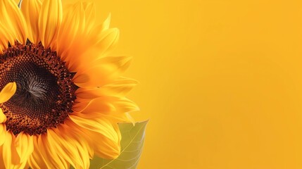 Sunflower Decorated Yellow Background, Made with Generative AI