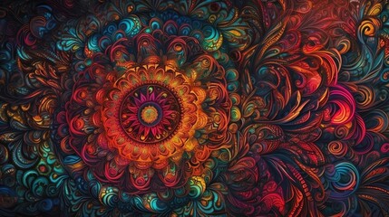 Intricate Mandala Patterns in Vibrant Neon Colors Background, Made with Generative AI