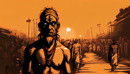 illustration abstract Kumbh Mela Festival. Generative AI