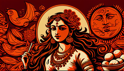 illustration abstract Navaratri Festival. Generative AI