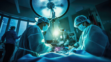 two operating room surgeons working in the operating room