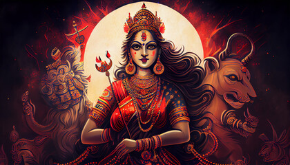 illustration abstract Navaratri Festival. Generative AI