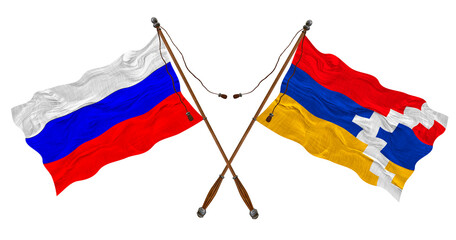 National flag  of Artsakh and Russia. Background for designers