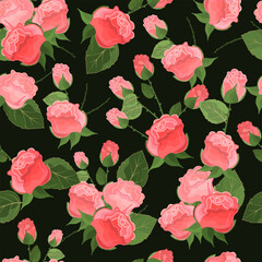 Vector floral ethnic seamless pattern in doodle style with flowers and leaves. Gentle, spring, summer floral background.