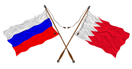 National flag  of Bahrain and Russia. Background for designers