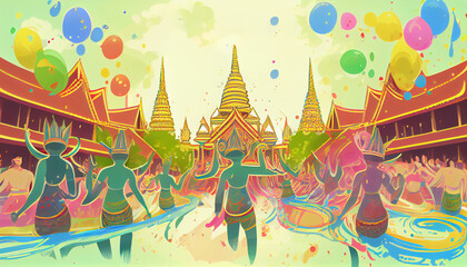 Fototapeta na wymiar illustration abstract Songkran Festival. Generative AI