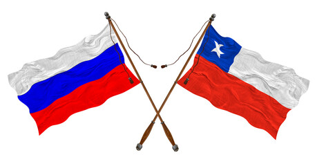 National flag  of Chile and Russia. Background for designers