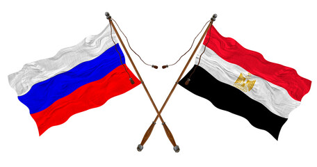 National flag  of Egypt and Russia. Background for designers