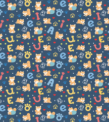 Fabric design with various animal motifs