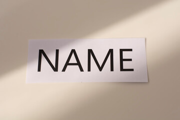 the word name, brand and naming concept