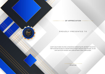 minimal blue triangle certificate template design