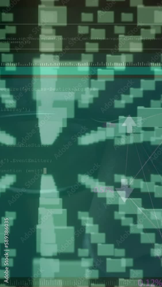 Poster animation of security padlock and data processing over black background