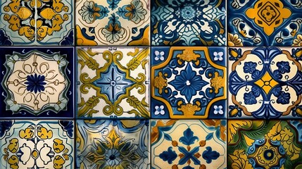 different ceramic pottery tiles set, Portuguese and Spain decor Islam, Arabic, Indian, Ottoman motif