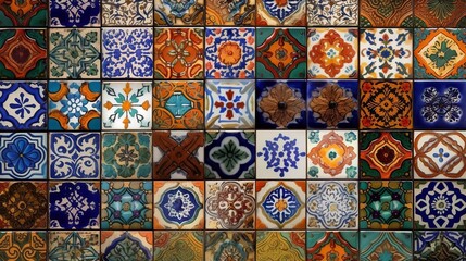 different ceramic pottery tiles set, Portuguese and Spain decor Islam, Arabic, Indian, Ottoman motif