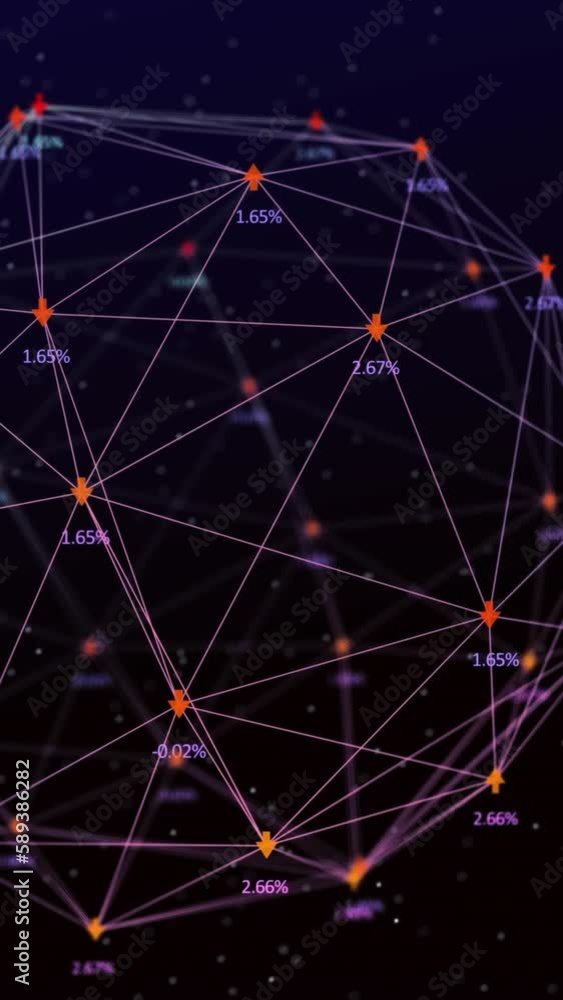 Poster animation of network of connections with icons over dark background