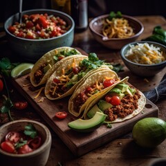 Tacos. Taco Tuesday. Food photography. Generative AI