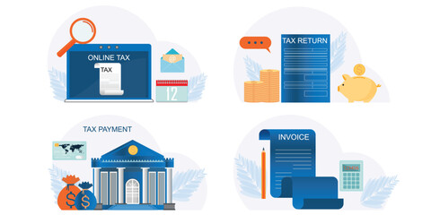 Tax declaration illustration set.