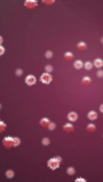 Animation of virus cells floating on red background