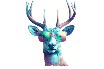 deer, wearing shades sunglass eyeglass isolated. Generative AI