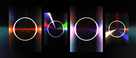 Cover design circle futuristic 80s laser retro vibrant abstract neon glow theme collection vector background
