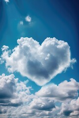 Naklejka na ściany i meble Blue Sky Embraces Heart-Shaped Cloud Formation. Gen AI